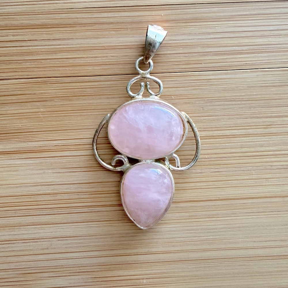 Silver Rose Quartz Necklace Pendant